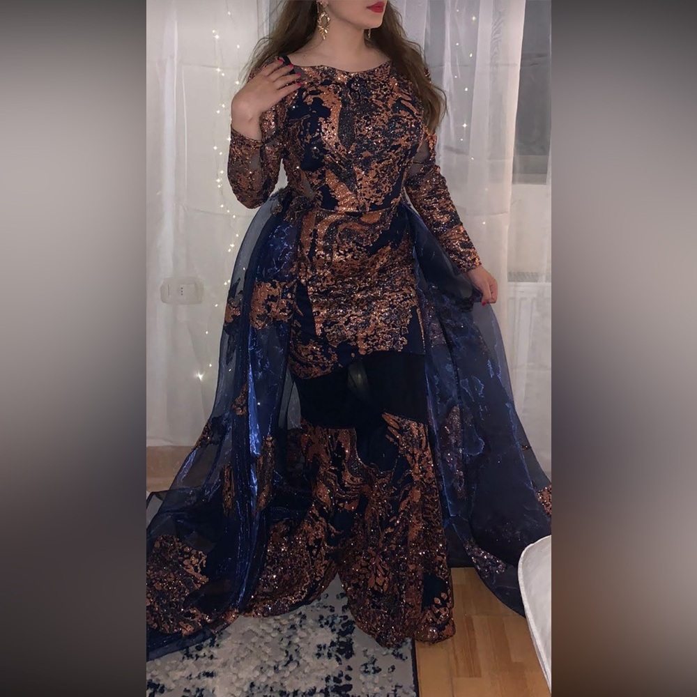 Navy and Copper Sequin dress
